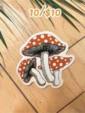 Red Toadstool Mushroom Cluster Sticker – Cottagecore Mushroom | Woodland Nature